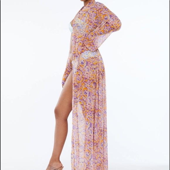 Savage X Fenty Multicolor Cyber Cat Print Cyber Cat Long Robe - Picture 3 of 13